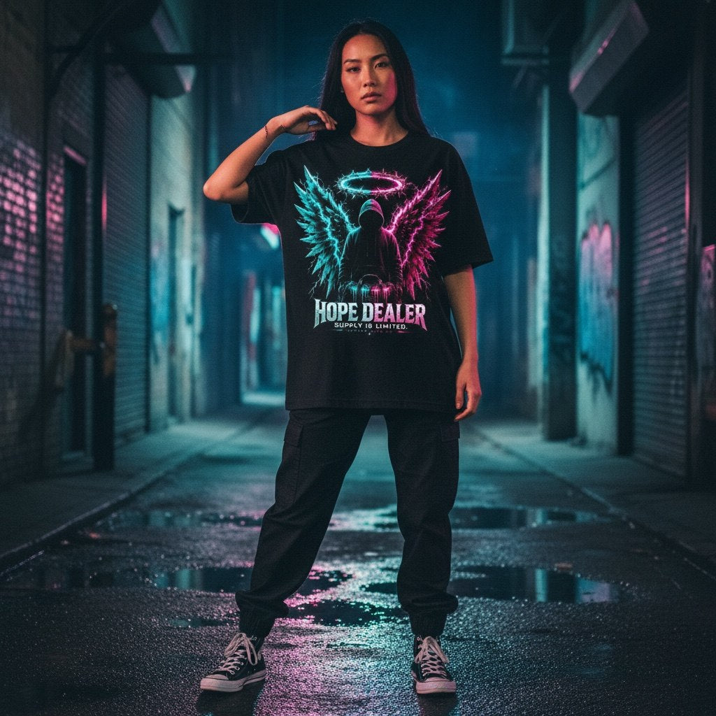 Hope Dealer tee alternate model — Broken Halo Co.