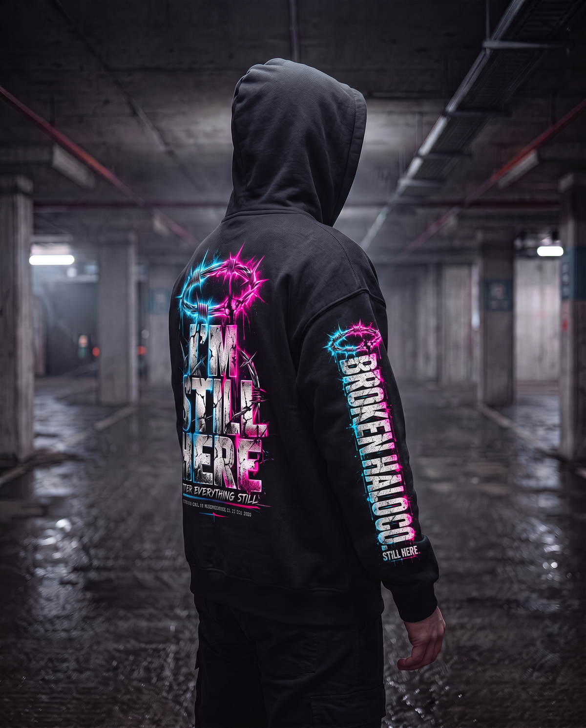 STILL HERE. Hoodie — Broken Halo Co.