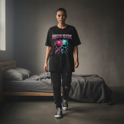 Broken But Breathing black tee on model — Broken Halo Co.