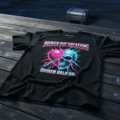 Broken But Breathing tee flat lay
