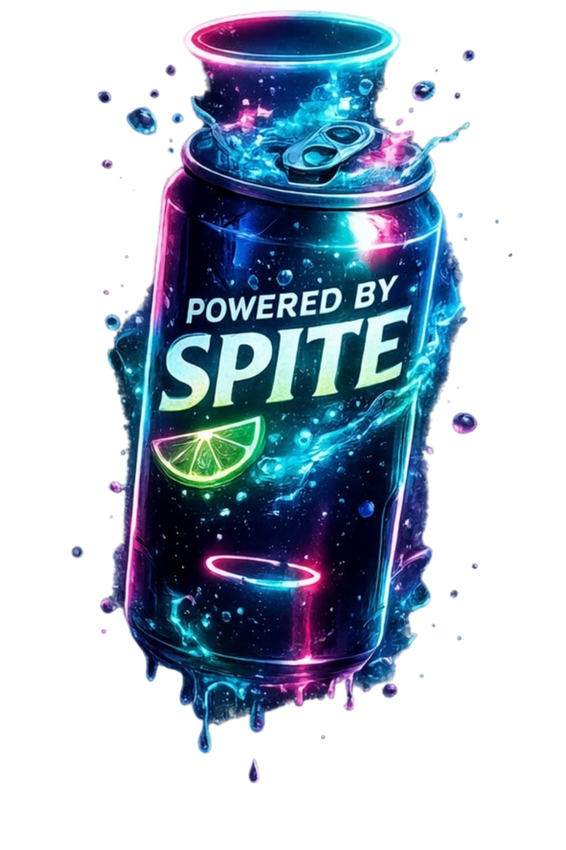 Powered By Spite - Dark Humor Graphic Tee - Soft open art