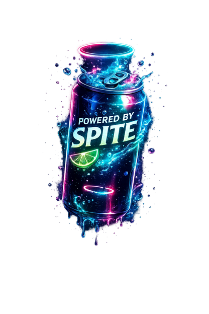 Powered By Spite - Dark Humor Graphic Tee - Broken Halo Co. recovery streetwear