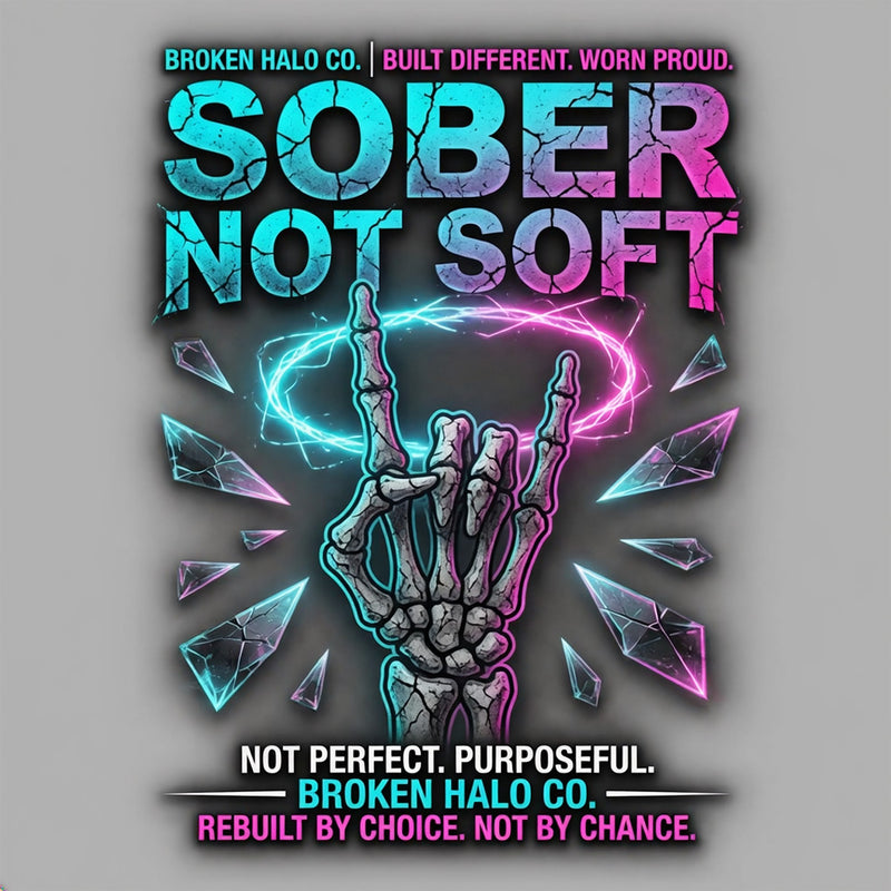 Sober Not Soft hoodie art — Broken Halo Co.