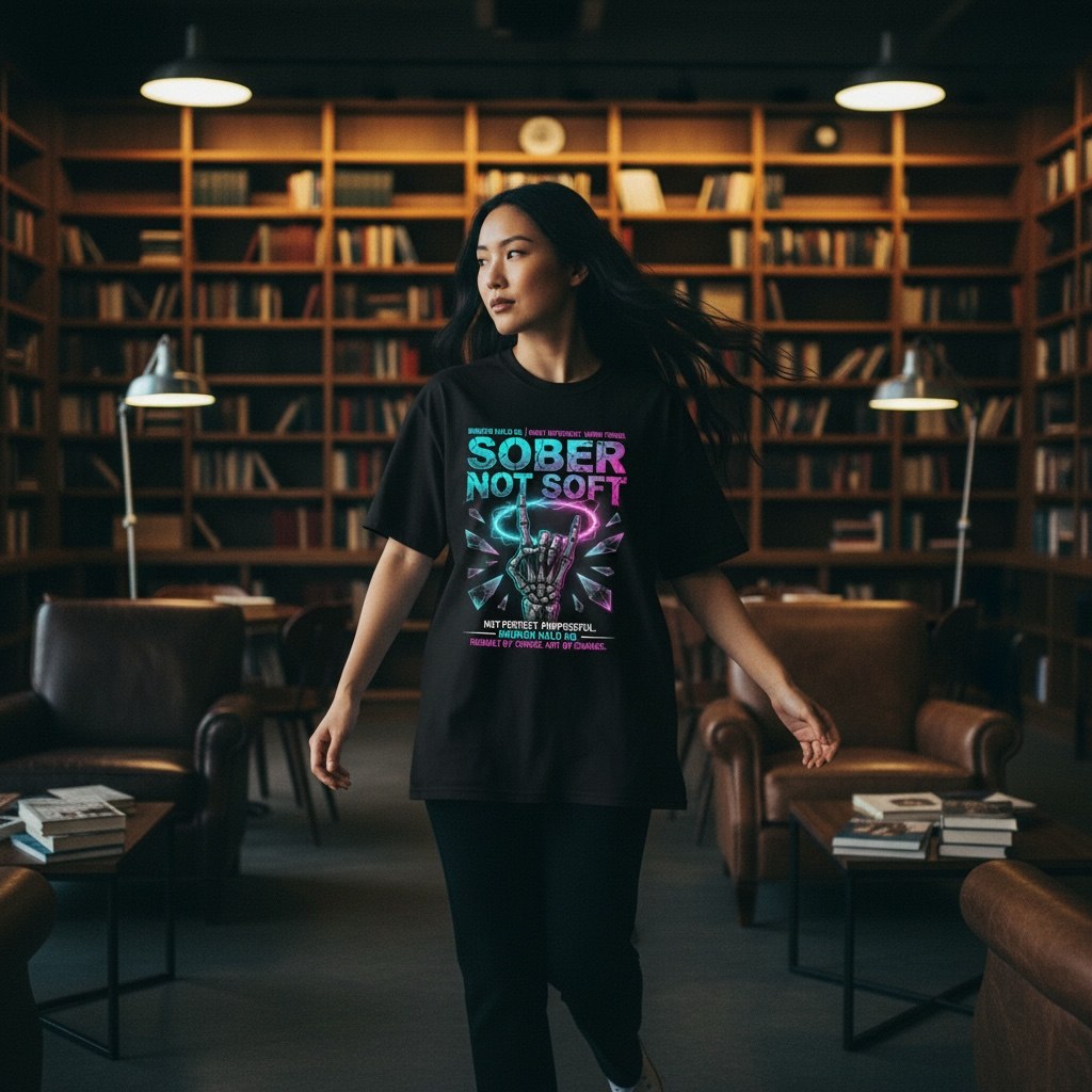 Sober Not Soft library lifestyle — Broken Halo Co.